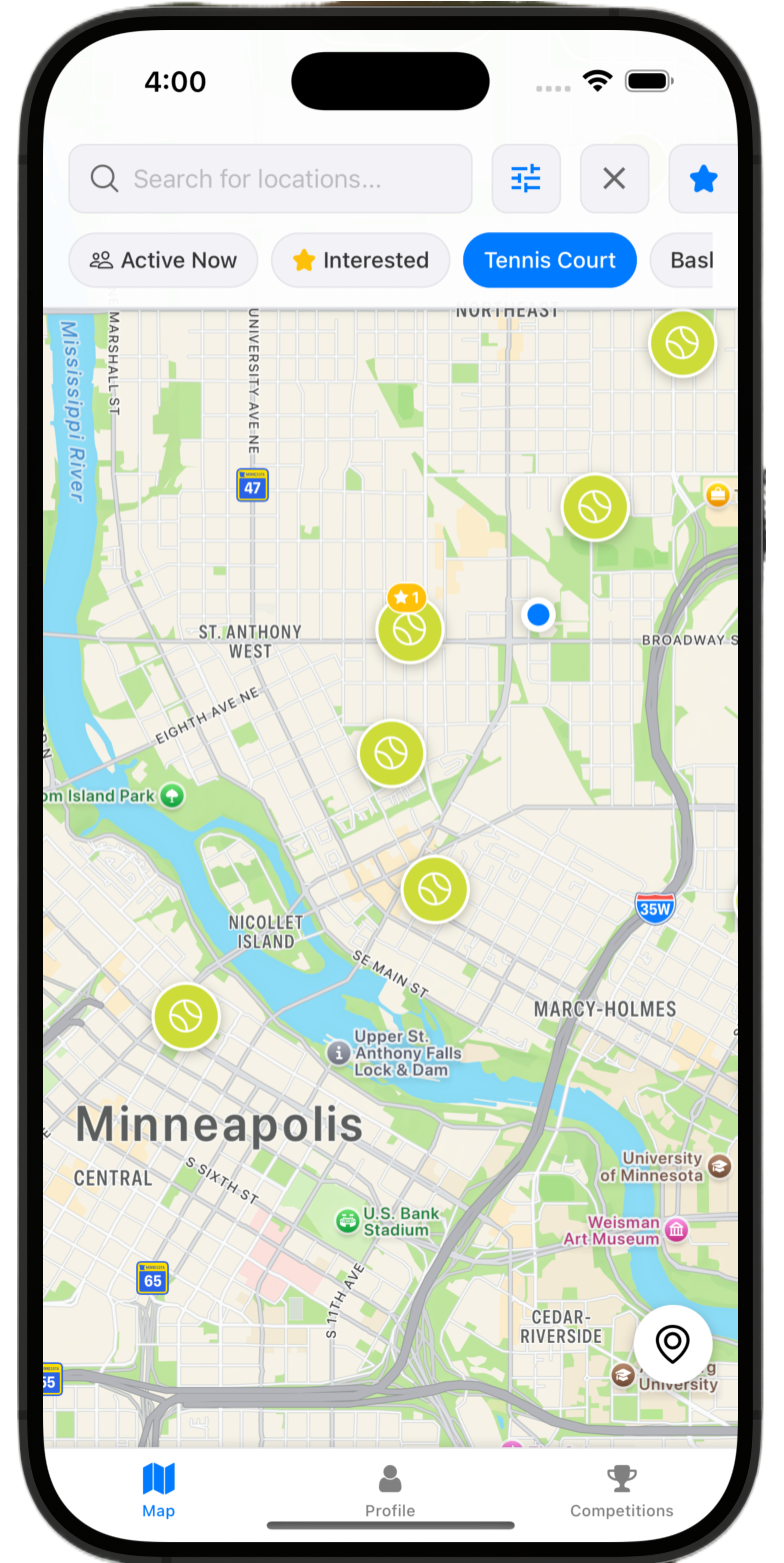 Moblize App - Tennis Court Discovery